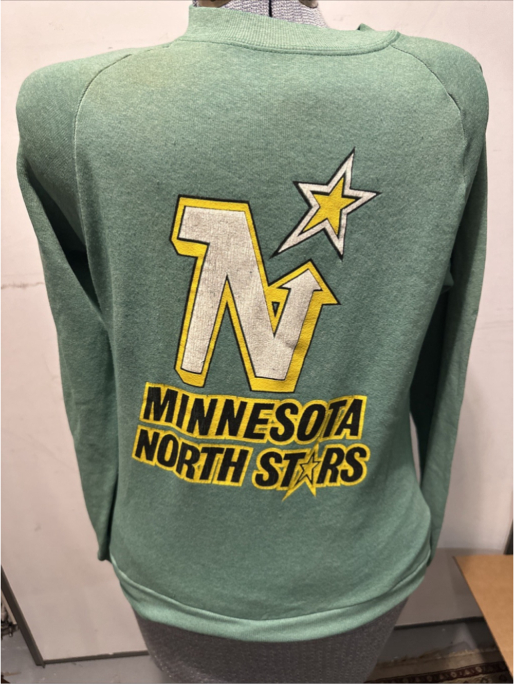 Vintage Minnesota North Stars Sweatshirt Medium Swingster Made in USA NHL Green